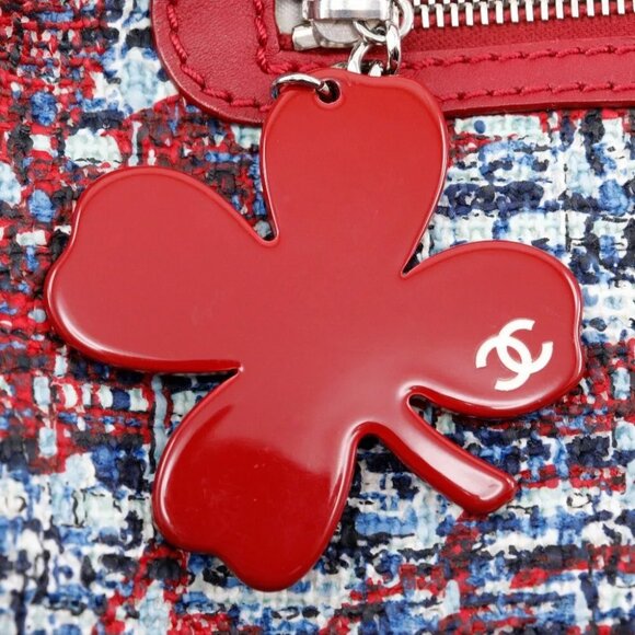 CHANEL One Belt Shoulder Bag Clover charm Red tweed Women - Picture 11 of 12